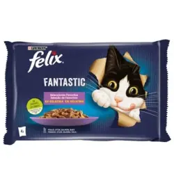 Felix Fantastic Comida húmeda para Gatos en Gelatina Selecciones Favoritas, 48x85 gr