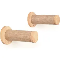 HausPets Escalón Pared Gato 30cm Lote de 2, Estante Escalada Yute, Madera - 30cm x2