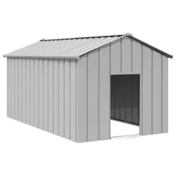 vidaXL Caseta para perros con techo acero galvanizado - 114 x 202 x 101 cm