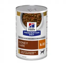 24x156gr Pack de latas Hills Prescription Diet Kidney Care k/d lata para perros de pollo estofado y verduras