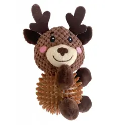Bubimex Pelota dental de navidadde peluche don forma de Reno para perros - 20 cm