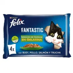 Felix Fantastic Comida húmeda para Gatos en Gelatina Selección de Verduras, 48x85 gr