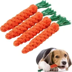 HausPets Juego de 4 juguetes perros forma zanahoria cuerda trenzada 22 cm - 1 artículo