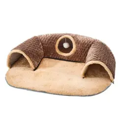 IntiMeg Túnel de peluche para gatos para jugar y dormir - Una pieza