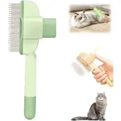 Pawffee Cepillo autolimpiante verde para perros gatos, desenreda quita pelo - 1 pieza