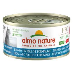 Almo Nature HFC Natural Made in Italy 6 x 70g - Atún, pollo y queso