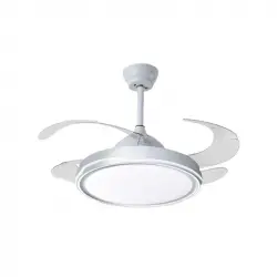 Bel Air Toronto Ventilador de Techo con Luz y Mando a Distancia 72W 108cm 4 Aspas Retráctiles Blanco