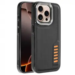 Cool Milano Funda Reforzada de TPU y Polipiel Negra para iPhone 16 Pro Max