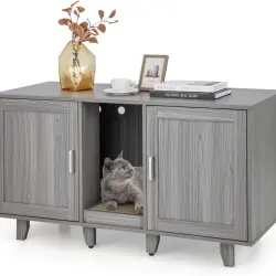 COSTWAY Cajas de Arena gris oescuro para Gatos - 120 x 52 x 65 cm