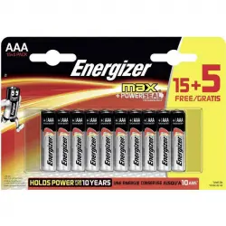 Energizer Max Powerseal Pilas Alcalinas AAA LR03 20 Unidades