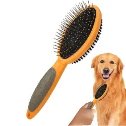 FurryFusion Cepillo de aseo para perros de doble cara - Naranja