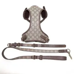 FurryFusion Conjunto de collar y arnés de cuero para perros y gatos - Artículo 1