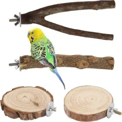 IntiMeg Perchas de madera natural para jaulas de pájaros - Una pieza