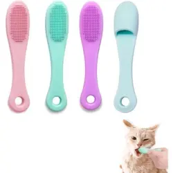 Pawffee Juego de 4 cepillos de dientes de silicona para dedos, perros gatos - 1 pieza
