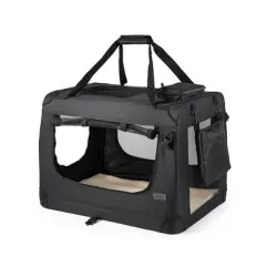 Transportín Lionto de tela, negro - 61 x 90 x 65 cm (An x Prof x Al)