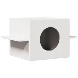 vidaXL Casa de madera maciza pino blanca para gatos - 43x43x60 cm
