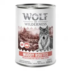 Wolf of Wilderness Expedition Senior 6 x 400 g - Muddy Routes - Ave con cerdo