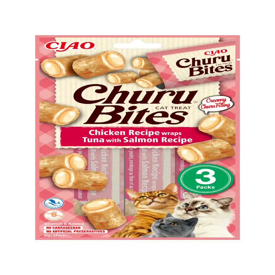 Churu Bocaditos Bites de Pollo y Atún con Salmón para gatos – Multipack 12 - Churu - Comparador de precios
