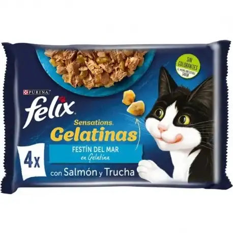 Felix Sensations Comida húmeda para Gatos en Gelatina Selección de Pescado, 48x85 gr - Felix - Comparador de precios