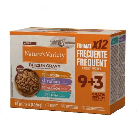 Nature's Variety Bites en salsa 48 x 85 g - Pack Ahorro - Mix (4 variedades: pollo salmón, pavo y atún) - Nature’s Variety - Comparador de precios