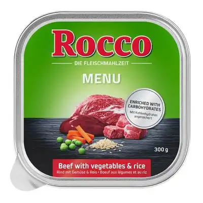 Rocco Menú en tarrinas 27 x 300 g - Pack Ahorro - Vacuno con verduras y arroz - Rocco - Comparador de precios