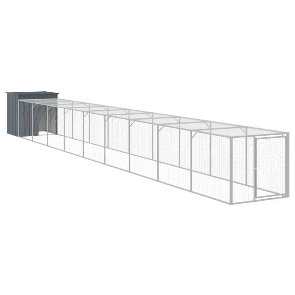 vidaXL Gallinero con corral acero galvanizado gris 110x609x110 cm - VIDAXL - Comparador de precios
