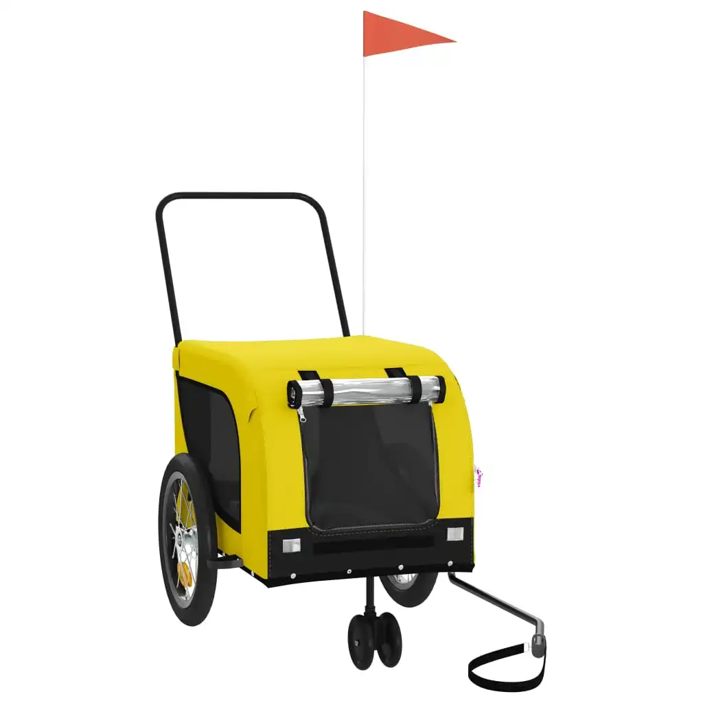 VidaXL Remolque bicicleta mascotas hierro tela Oxford amarillo negro - VIDAXL - Comparador de precios