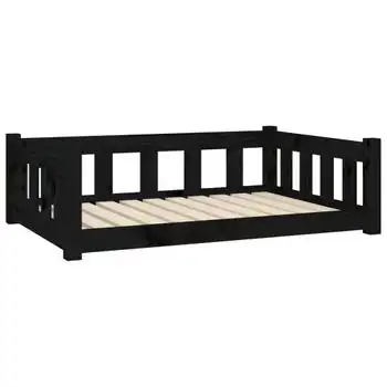 Cama Para Perros Madera Maciza De Pino Negro 95,5x65,5x28 Cm Vidaxl