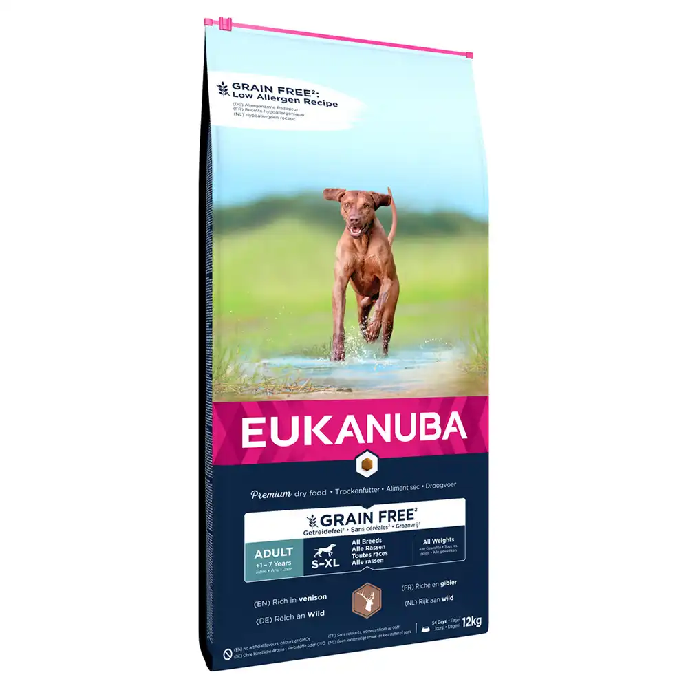 Eukanuba Grain Free Adult Large con caza pienso para perros - 12 kg