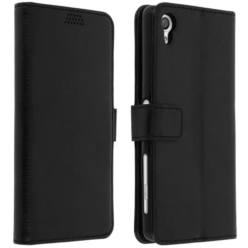 Avizar Funda Libro Billetera Negra para Sony Xperia X