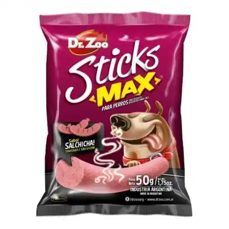 Dr.Zoo Sticks Max Snack para Perros Sabor Salchicha, 1 x 50 gr - Dr. Zoo - Comparador de precios
