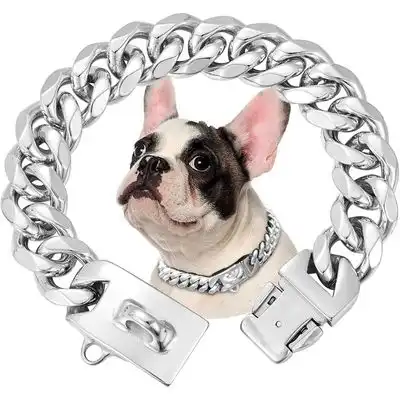 HausPets Collar para perro de acero inoxidable 316L, 15 mm, plateado, 45 cm - Silbrig 45 cm - HausPets - Comparador de precios