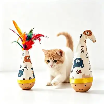 HausPets Juego de 2 juguetes para gatos de madera de haya plumas equilibrio - Haya / Juego de 2 - HausPets - Comparador de precios