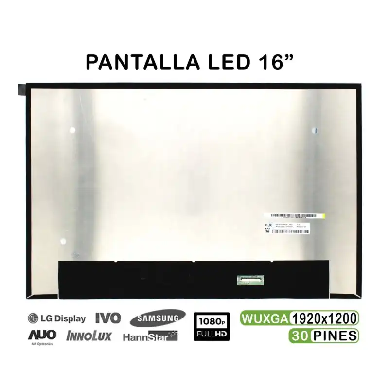 Pantalla Led De 16" Para Portátil Ne160wum-n61 V8.0 30 Pines