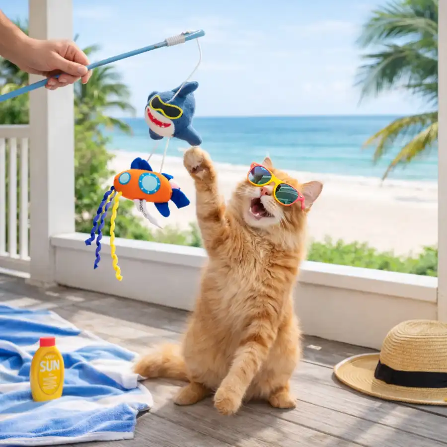 Summer Vibes Caña de Pescar con Submarino  para gatos 1 ud. - Summer Vibes - Comparador de precios