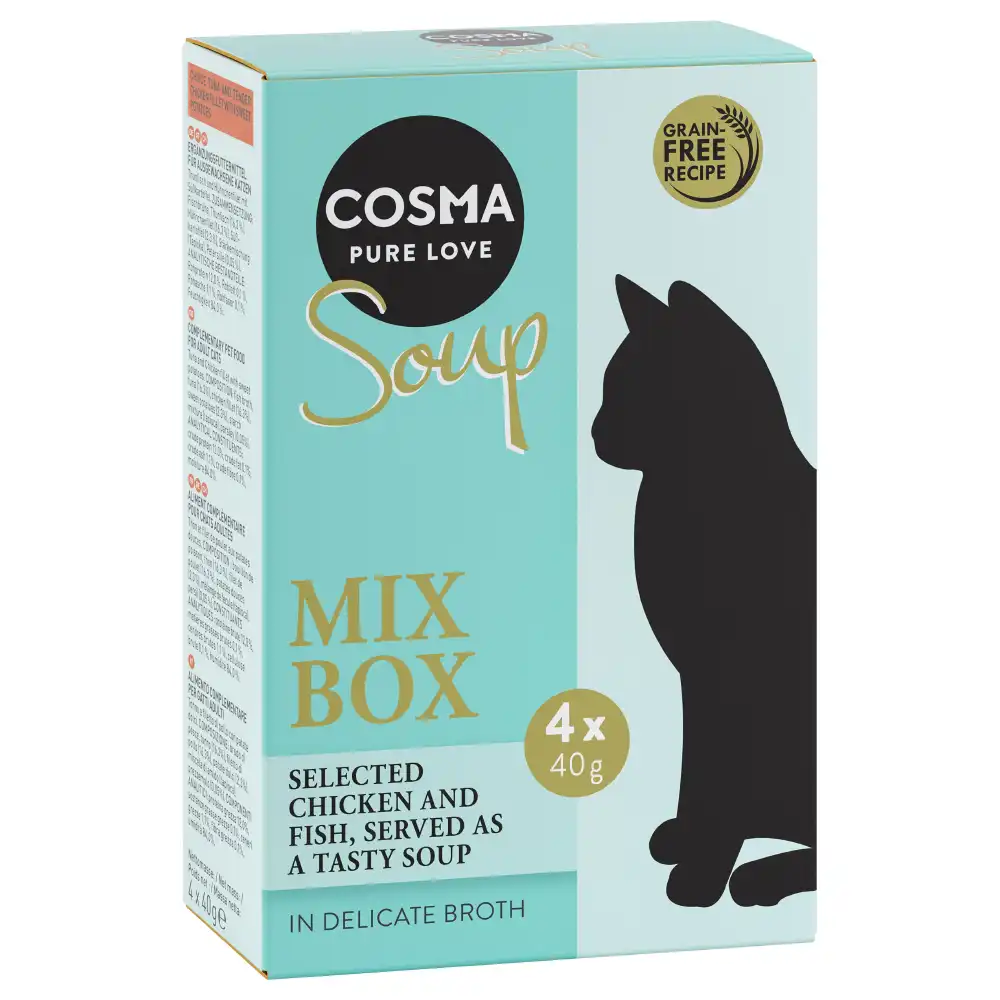 Cosma Soup sopa para gatos en pack mixto - 4 x 40 g (Mix 1) - Cosma - Comparador de precios