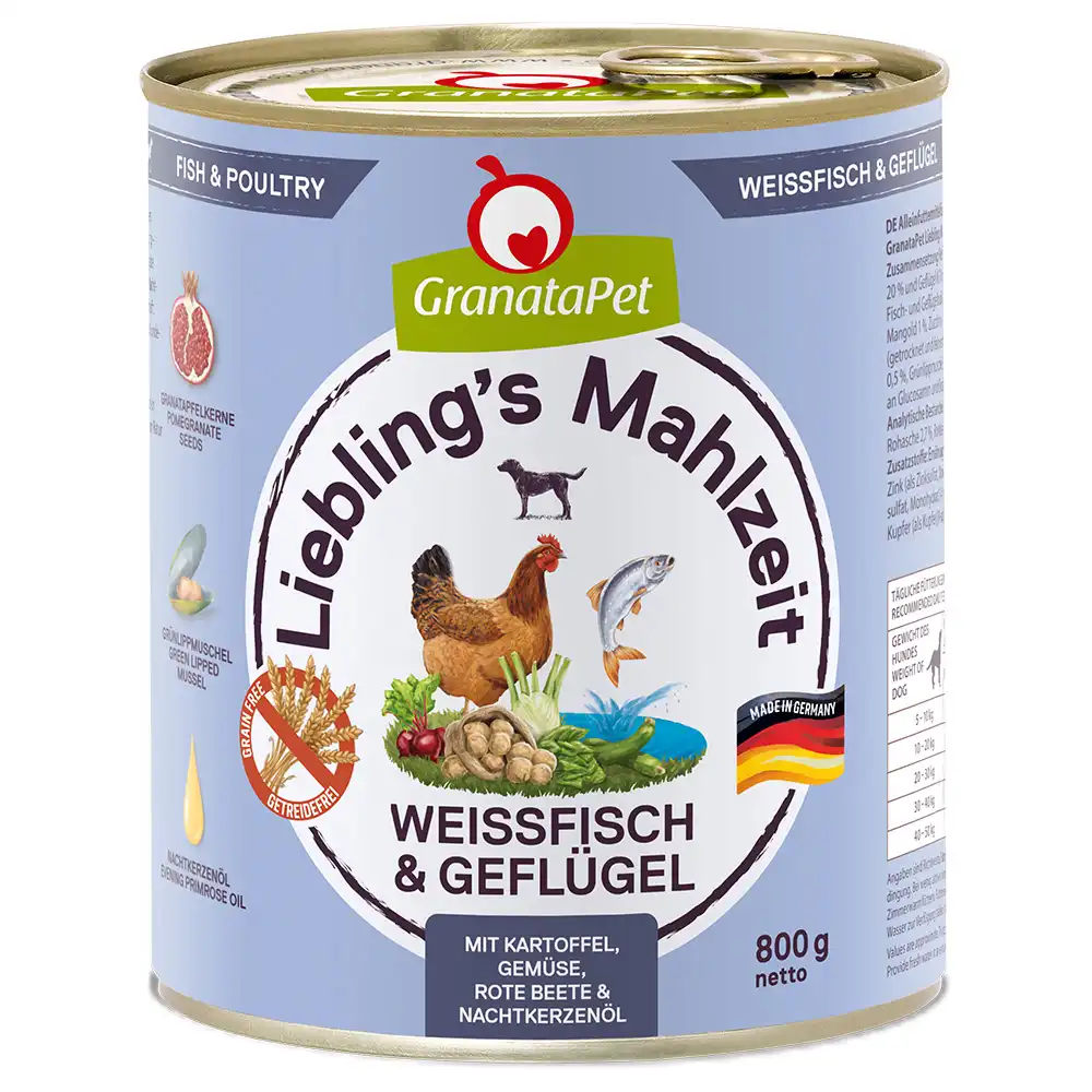 GranataPet Liebling's Mahlzeit  6 x 800 g - Pescado blanco y ave