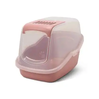 Arenero Savic Nestor, transparente para gatos - rosa / transparente - savic - Comparador de precios