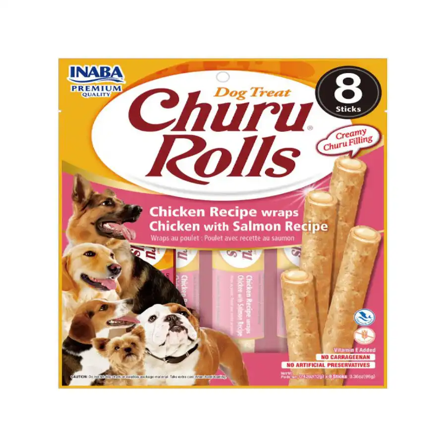 Churu Sticks Rolls de Pollo y Salmón para perros – Multipack 8 - Churu - Comparador de precios