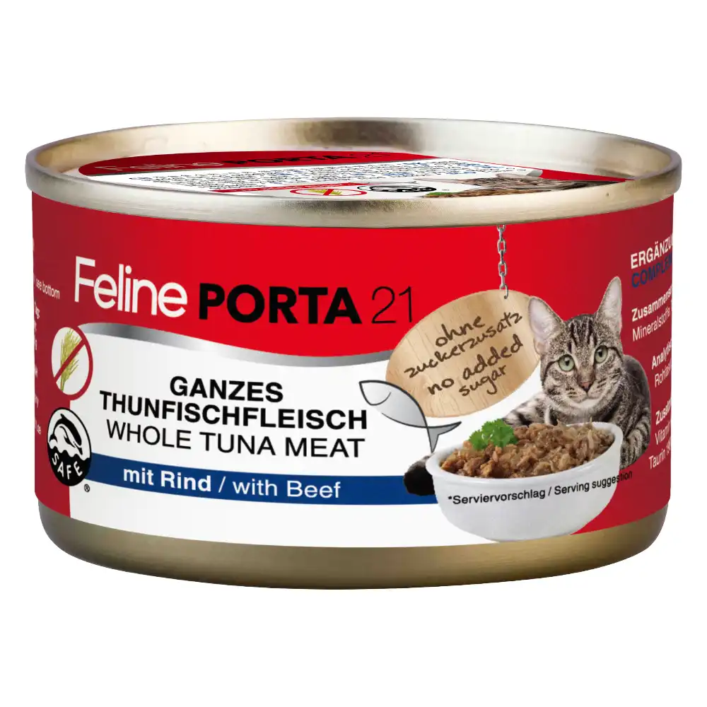 Feline Porta 21 comida para gatos 6 x 90 g - Atún con vacuno - Porta 21 - Comparador de precios