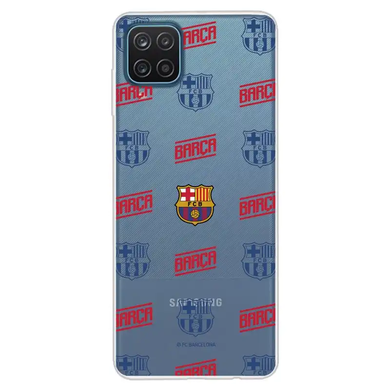 Funda Licencia Oficial FC Barcelona Escudo Patron Rojo/Azul Transparente para Samsung Galaxy A12