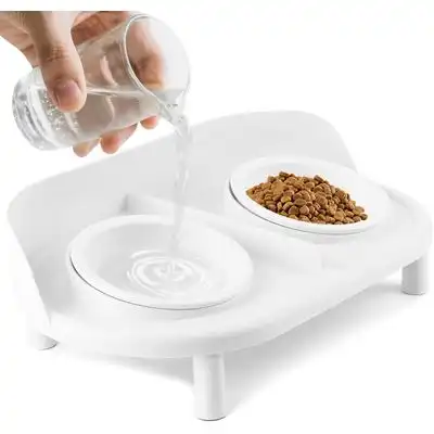 UAMLY Comederos elevados e inclinados para gatos - blanco - Uamly - Comparador de precios
