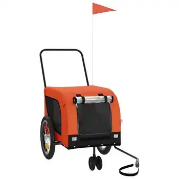 VidaXL Remolque de bicicleta mascotas hierro tela Oxford naranja negro - VIDAXL - Comparador de precios
