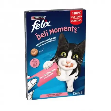 0.04 KG 4 sobres x 10 g Purina Felix Deli Moments con Salmón Snack líquido para gatos - Felix - Comparador de precios