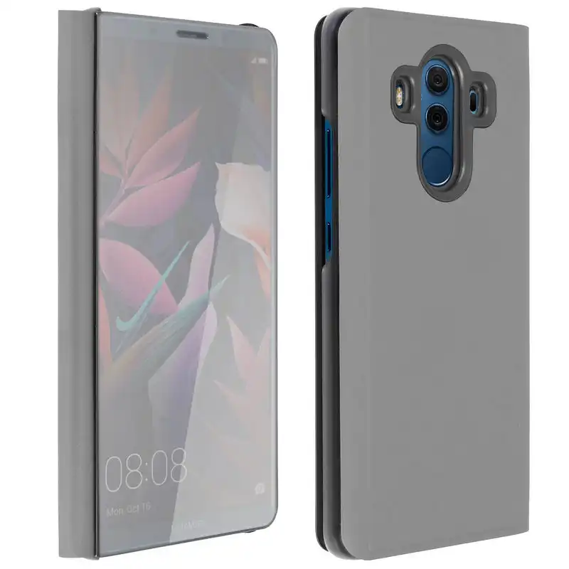 Avizar Funda Libro Translúcida Efecto Espejo Plata para Huawei Mate 10 Pro