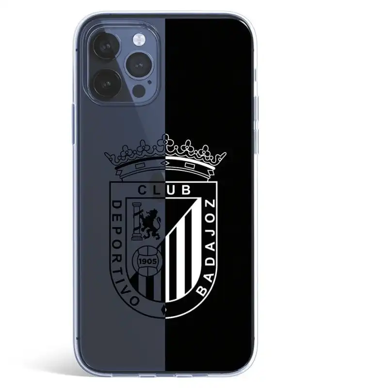 Funda del Badajoz Escudo Fondo Negro y Transparente Licencia Oficial Club Deportivo Badajoz para iPhone 12