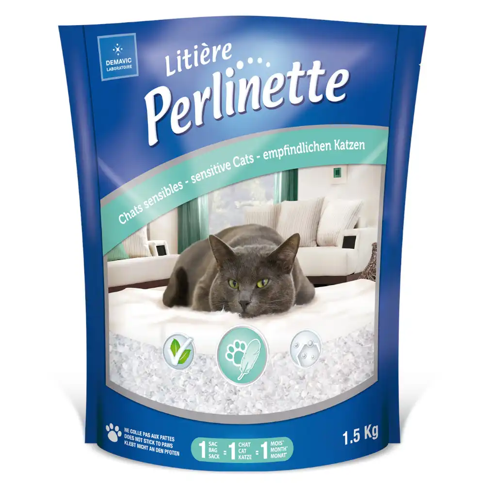 Litière Perlinette Sensible arena de sílice para gatos - 1,5 kg