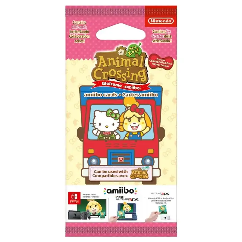 Nintendo Amiibo Pack 6 Tarjetas Animal Crossing/Hello Kitty