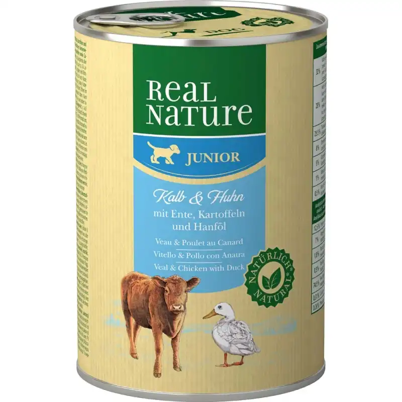 Real Nature Classic Latas Para Perros Junior Pollo Ternera, Unidades 1 x 6 Latas 400 gr - Real Nature - Comparador de precios