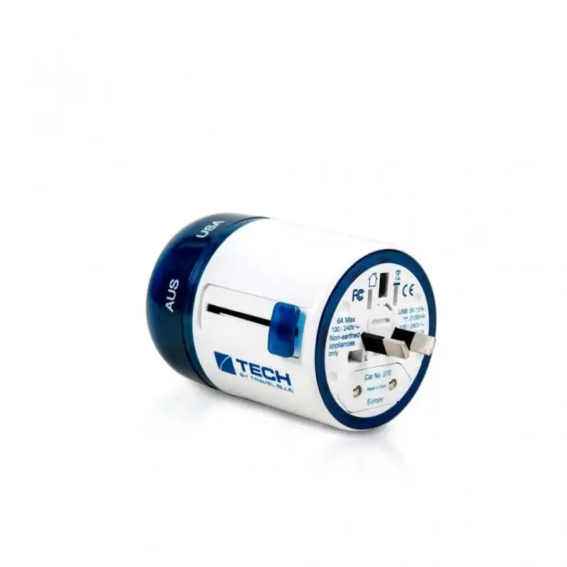 Travel Blue Twist & Slide Adaptador Mundial de Corriente + USB